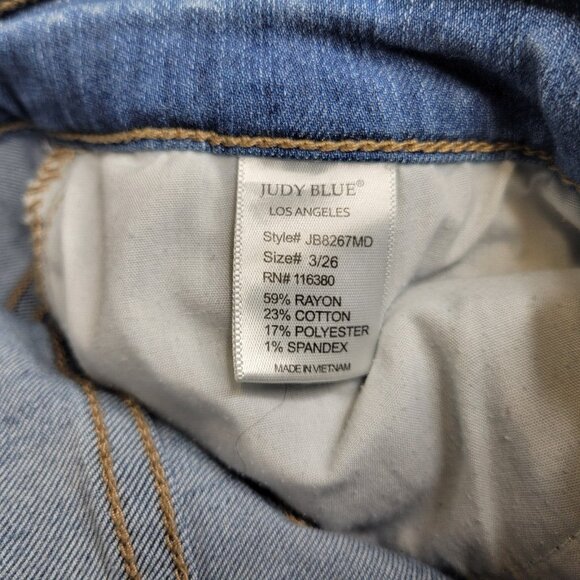 Judy Blue Women's Junior's Size 3 Jeans Distressed Raw Hem - Picture 8 of 8